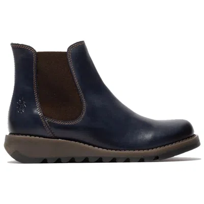 Fly London Salv195 - Women's Wedge Heel Leather Chelsea Ankle Boots