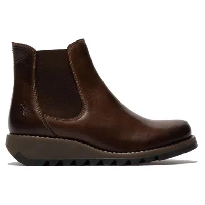 Fly London Salv195 - Women's Wedge Heel Leather Chelsea Ankle Boots