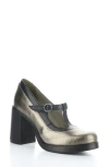 Fly London Seif T-strap Pump In 001 Dk Gold/black