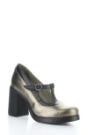 Fly London Seif T-strap Pump In 001 Dk Gold/black