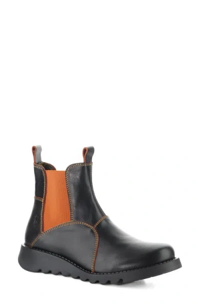 Fly London Soil Wedge Chelsea Boot In Black