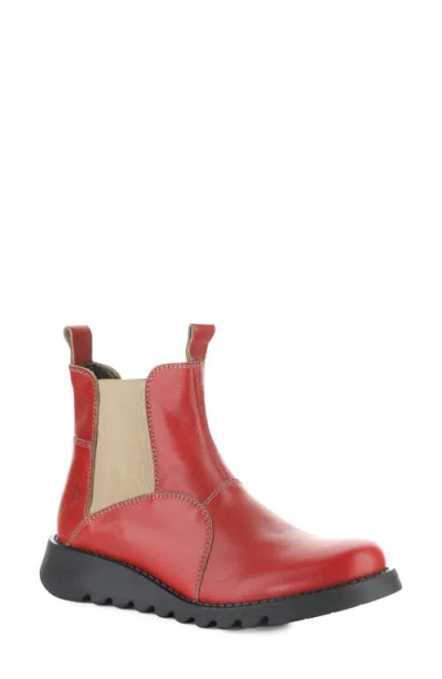 Fly London Soil Wedge Chelsea Boot In Red