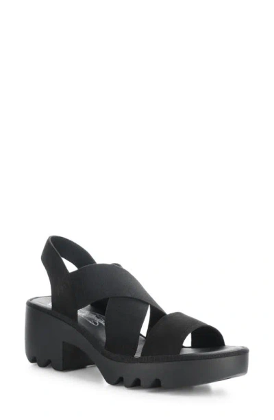 Fly London Taji Platform Slingback Sandal In Black Cupido