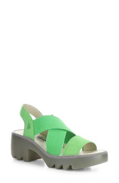 Fly London Taji Platform Slingback Sandal In Green Cupido