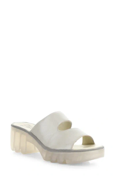 Fly London Tech Platform Sandal In Silver Borgogna