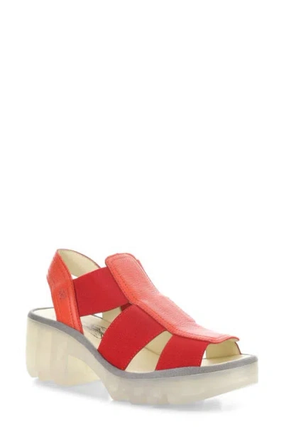 Fly London Teev Platform Sandal In Red