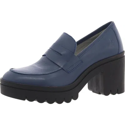 Fly London Tokyo 803 Womens Lugged Sole Leather Loafer Heels In Multi