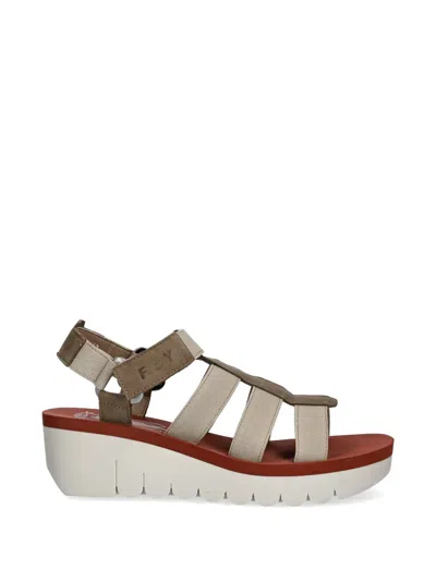 Fly London Touch-strap Platform Sandals In Brown