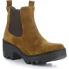 Fly London Trig Platform Chelsea Boot In Tobacco Oil Suede