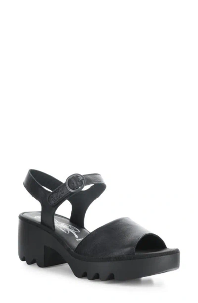 Fly London Tull Platform Sandal In Black Mousse