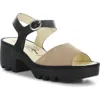 Fly London Tull Platform Sandal In Taupe/black