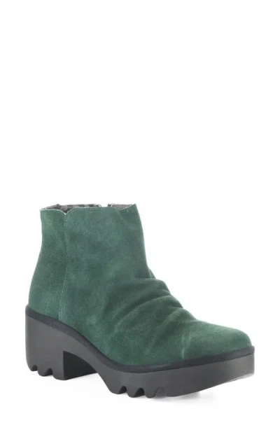 Fly London Tulp Lug Sole Platform Bootie In Green