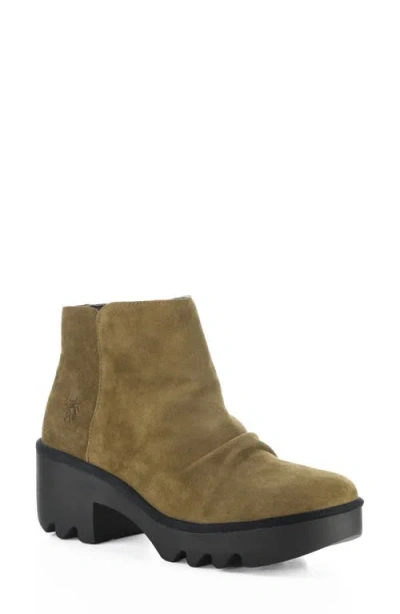 Fly London Tulp Lug Sole Platform Bootie In Green