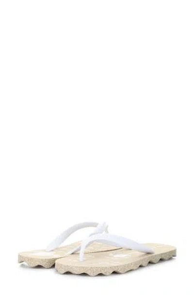 Fly London Turtle Flip Flop In Natural/white Rubber