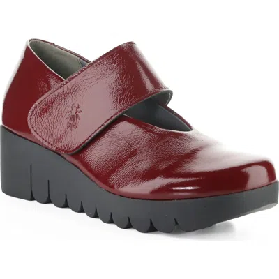 Fly London Vari Mary Jane Platform Wedge Pump In Burgundy