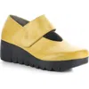 Fly London Vari Mary Jane Platform Wedge Pump In Mustard Burn