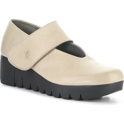 Fly London Vari Mary Jane Platform Wedge Pump In Neutral