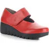 Fly London Vari Mary Jane Platform Wedge Pump In Red Burn