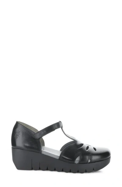 Fly London Velt Platform Wedge Fisherman Sandal In Black