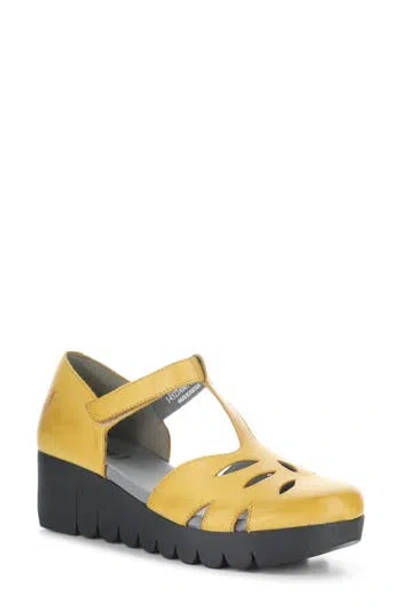 Fly London Velt Platform Wedge Fisherman Sandal In Yellow