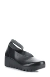 Fly London Vily Ankle Strap Platform Wedge Pump In Black Burn