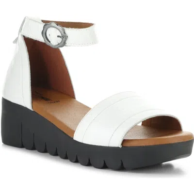 Fly London Voik Ankle Strap Platform Wedge Sandal In White