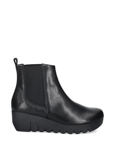 Fly London Wedge-heel Chelsea Boots In Black