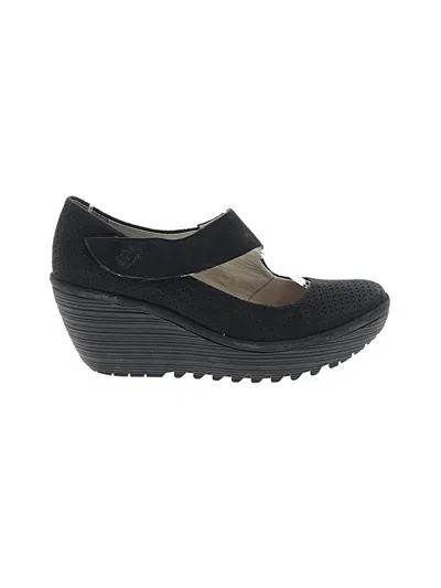 Pre-owned Fly London Wedges In Black