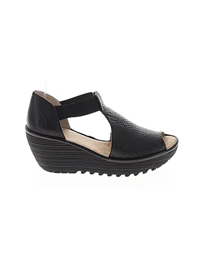 Pre-owned Fly London Wedges In Black