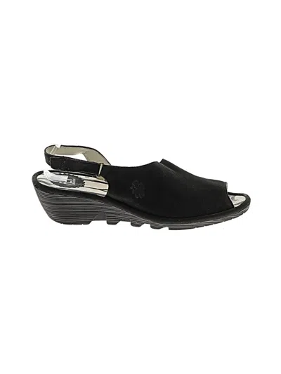 Pre-owned Fly London Wedges In Black