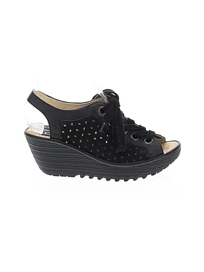 Pre-owned Fly London Wedges In Black