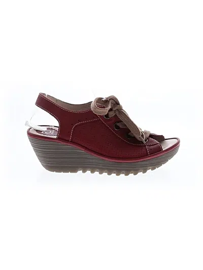 Pre-owned Fly London Wedges In Red