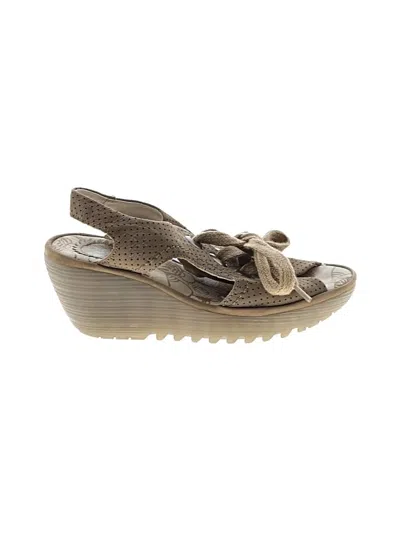 Pre-owned Fly London Wedges In Tan