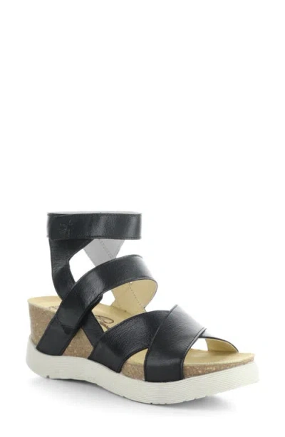 Fly London 'wege' Leather Sandal In Black
