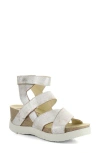 Fly London 'wege' Leather Sandal In Distressed Silver