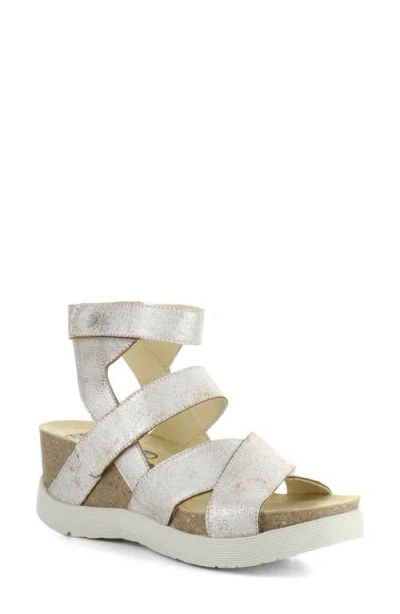 Fly London 'wege' Leather Sandal In Distressed Silver