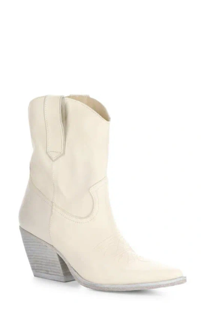 Fly London Wofy Pointed Toe Western Boot In Off White Velvet