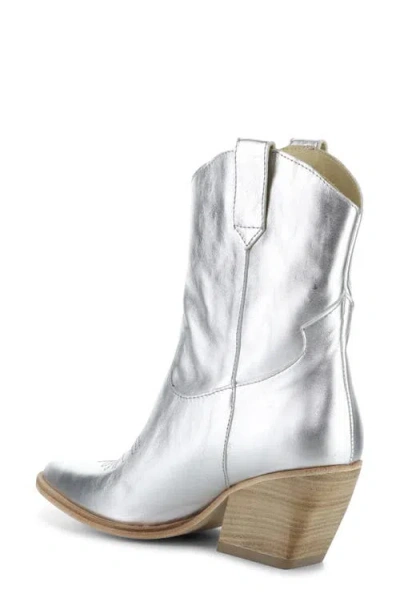 Fly London Wofy Pointed Toe Western Boot In Silver