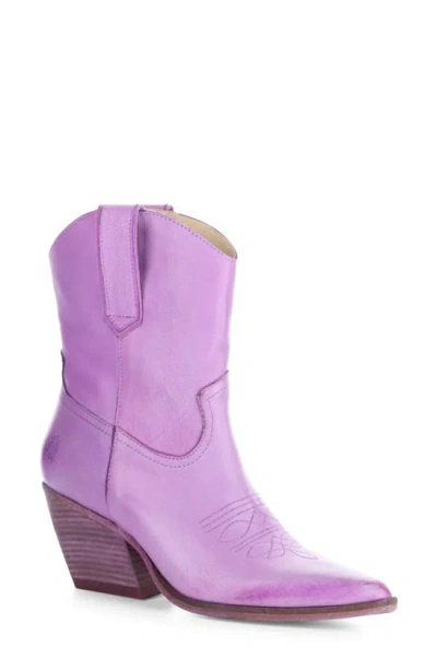 Fly London Wofy Pointed Toe Western Boot In Violet Velvet