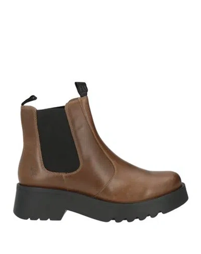 Fly London Woman Ankle Boots Brown Size 11 Leather