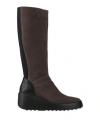 Fly London Woman Boot Khaki Size 7 Leather In Brown