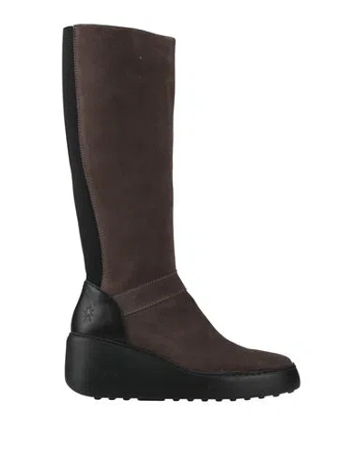 Fly London Woman Boot Khaki Size 7 Leather In Sand