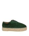 Fly London Woman Espadrilles Dark Green Size 8 Leather