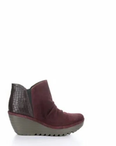 Fly London Women's Ankle Boots In Oil Suede/crooco Wine In Multi