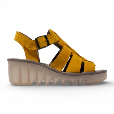 Fly London Wedge Sandals Lightweight Casual Summer In Yellow