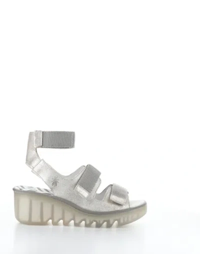 Pre-owned Fly London Women's Bech474fly Pearl Ankle Strap Sandal In Pearl (leather)