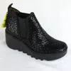 Fly London Women Byne Wedge Bootie In Anthracite In Black