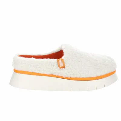 Fly London Women's Cafe Mule In Off White/orange