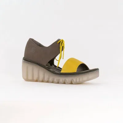 Fly London Women's Crossover Sandal In Yellow/khaki In Multi