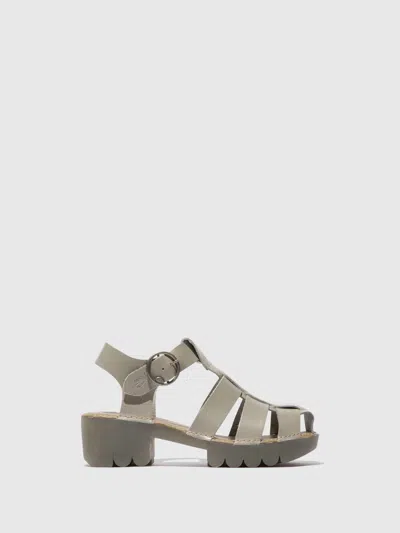 Fly London Leather Sandal In Gray